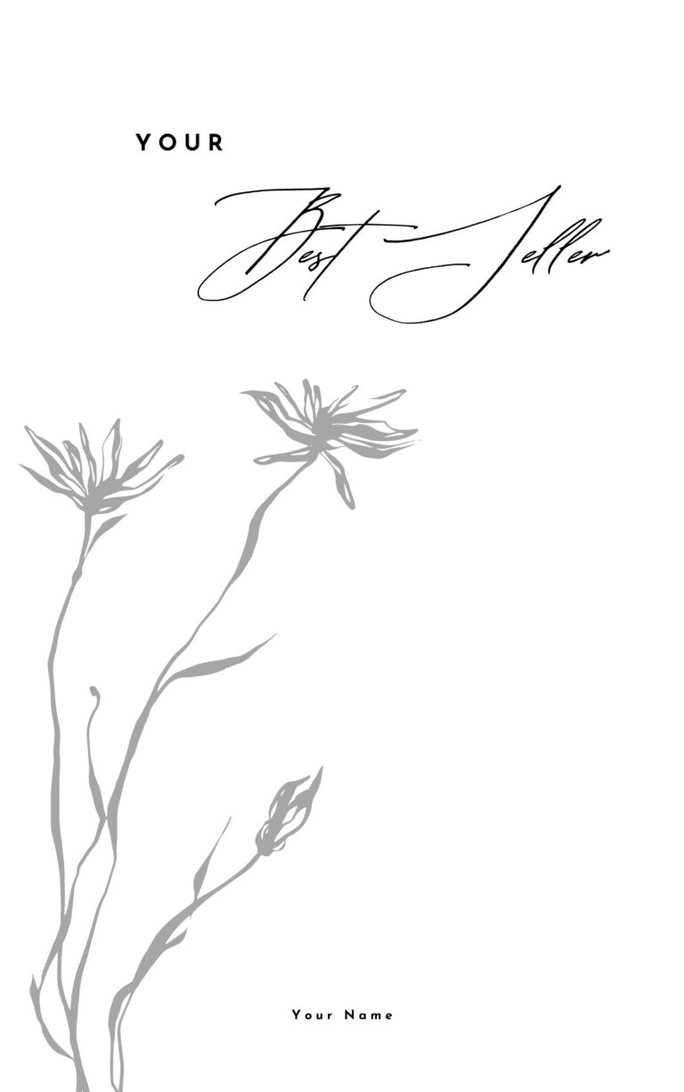 Your Best Seller cover mockup, botanical line art design